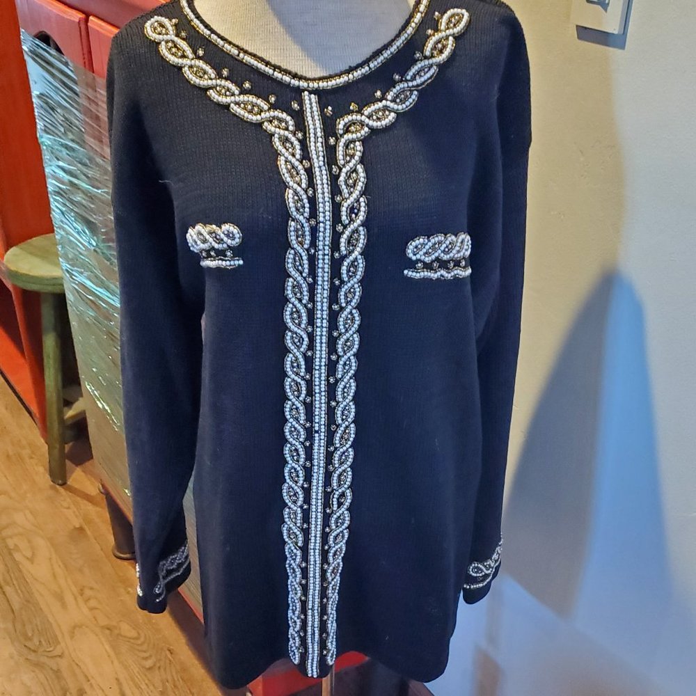 Vintage black beaded sweater